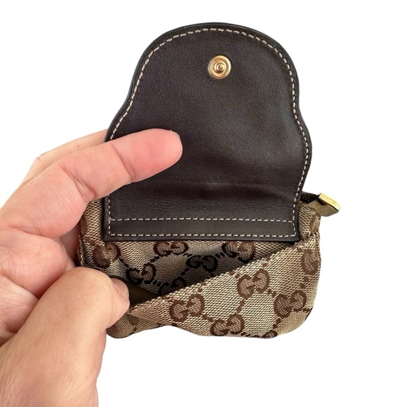 Authentic GUCCI Tan GG Monogram Canvas & Brown Leather Teddy Bear Card Holder - Picture 6 of 16